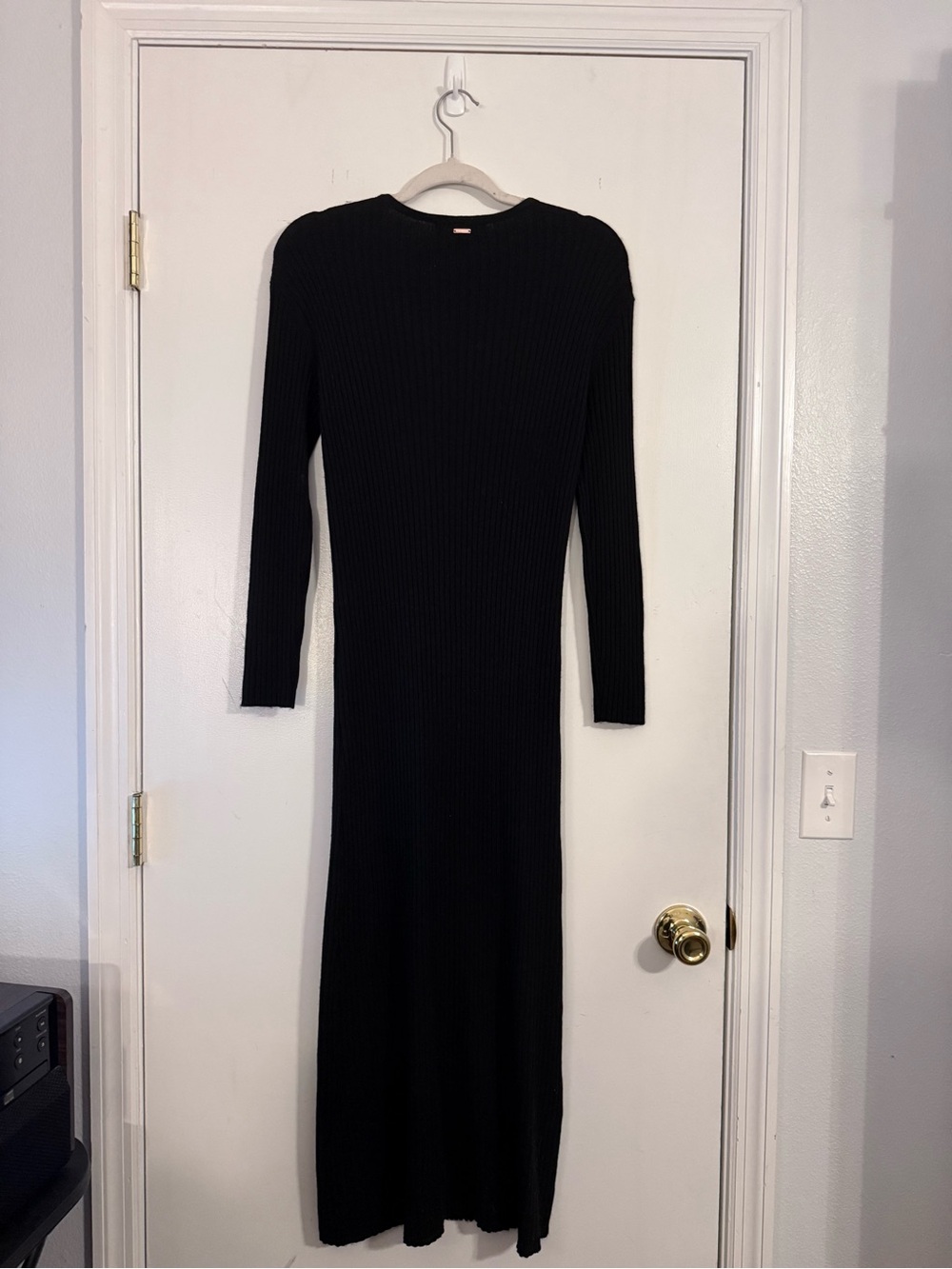 Victoria's Secret Black Long Sleeve Ribbed Maxi Dress